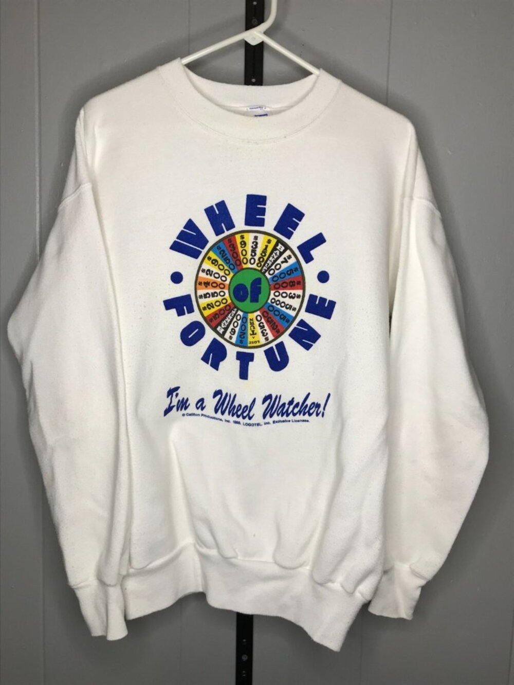 Vintage 80s Wheel of Fortune I'm a Wheel Watcher! Califon Crewneck Sweatshirt XL